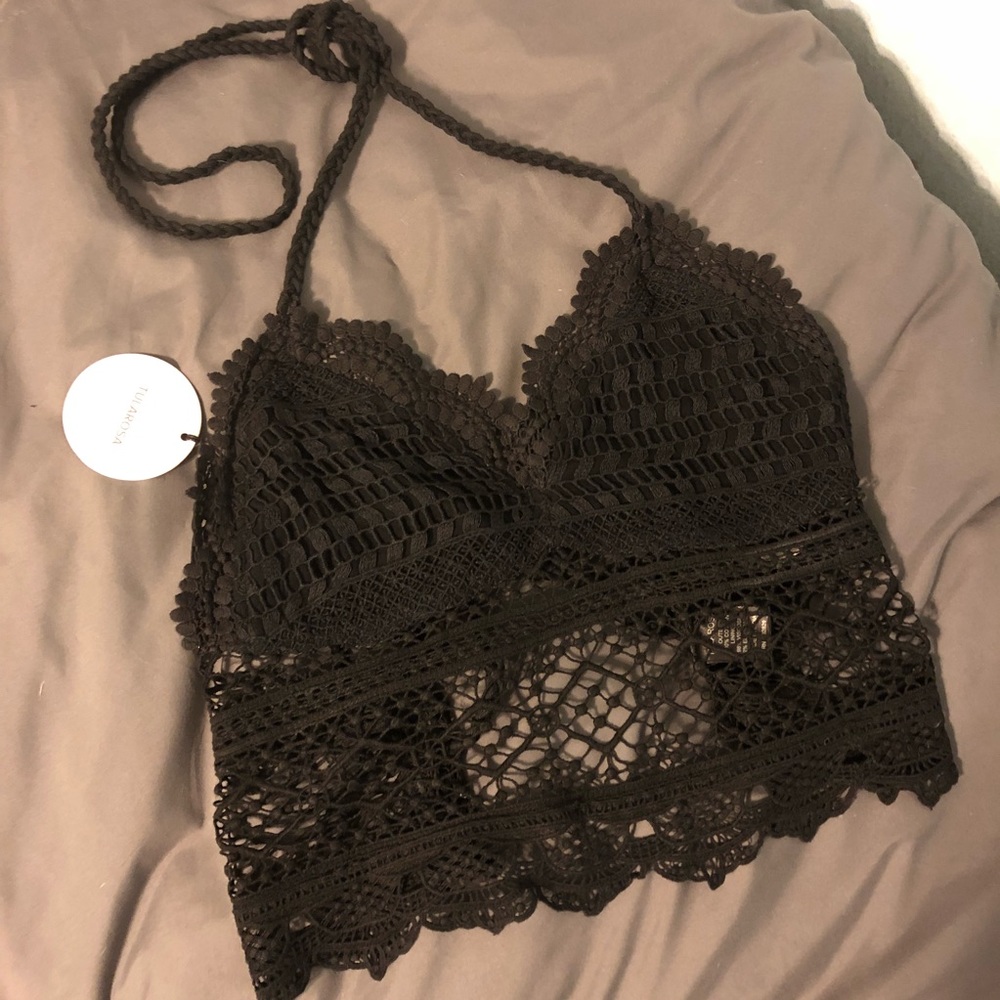 SOLD Tularosa Black Crochet Top Coachella Festival - Picture 5 of 8